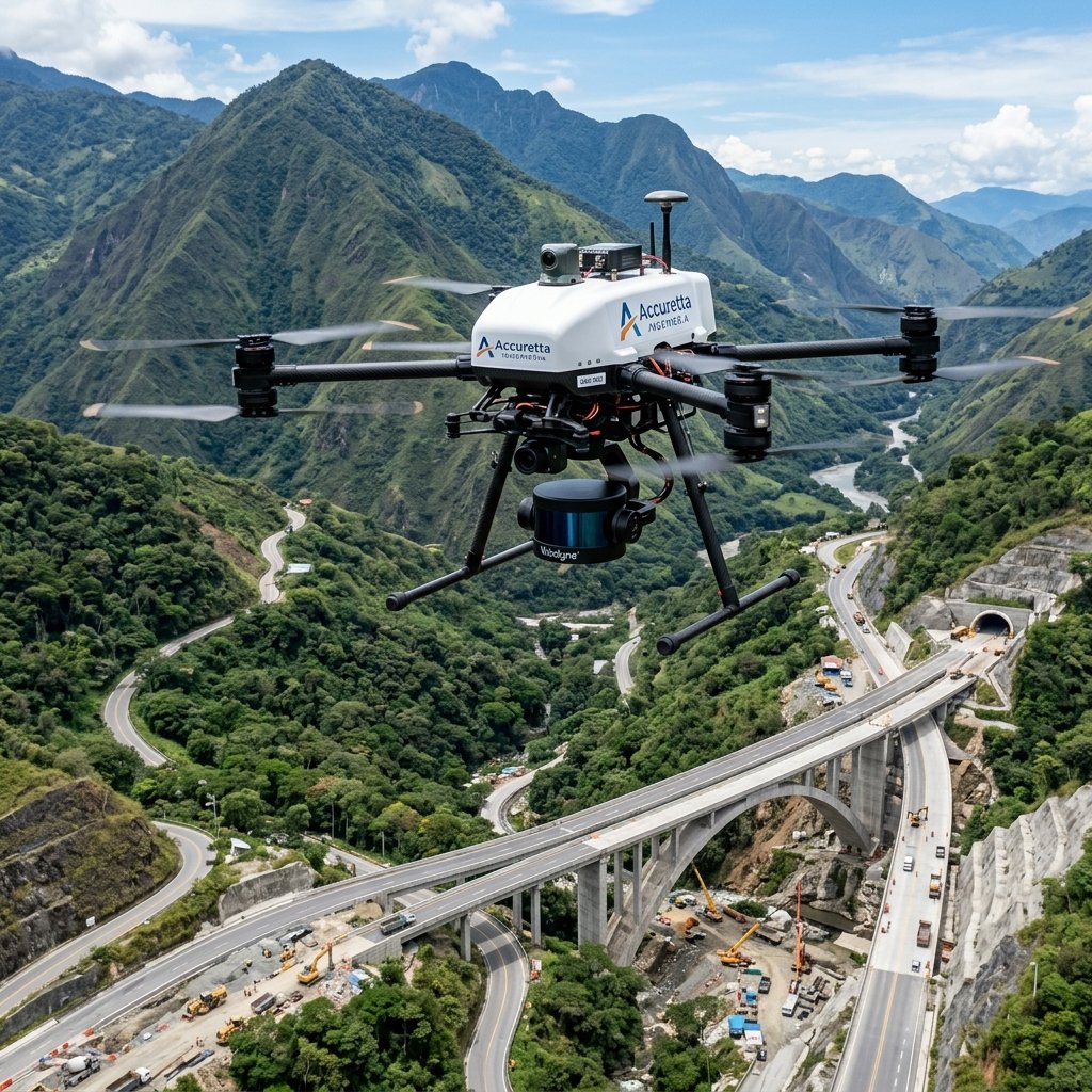 Levantamiento aerotransportado con dron profesional LiDAR Accuretta Ingeniería en Colombia