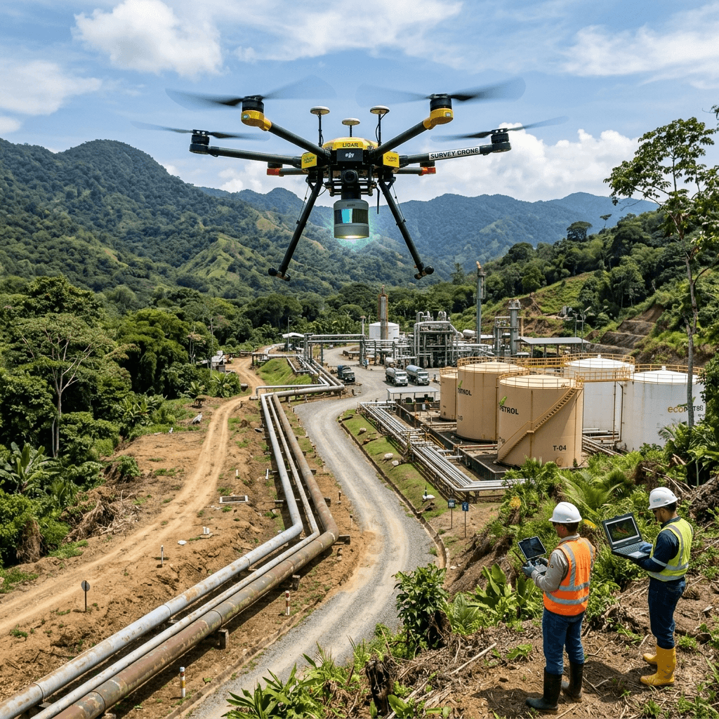 Levantamiento LiDAR aerotransportado y mapeo de catenarias y derechos de vía para gasoductos y redes eléctricas en Colombia